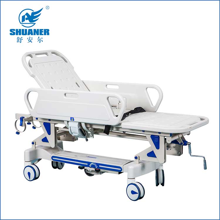 Bagong Style Patient Transport Stretcher na may Manual Crank Patient Transport Trolley